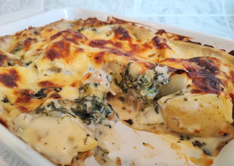 cheese spinach and potato bake budget friendly main meal